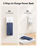 VRURC Portable Charger Built-In Cables and AC Wall Plug, USB C Power Bank 10000Mah, Travel Essentials Phone Charger Compact Lightweight External