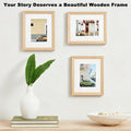 RPJC 6x8 (4x6 with Mat) Solid Wood Picture Frame Real Glass Cover Natural | Fits 4x6 with Mat or 6x8 Without Mat, Easel Back, Wall Mount or