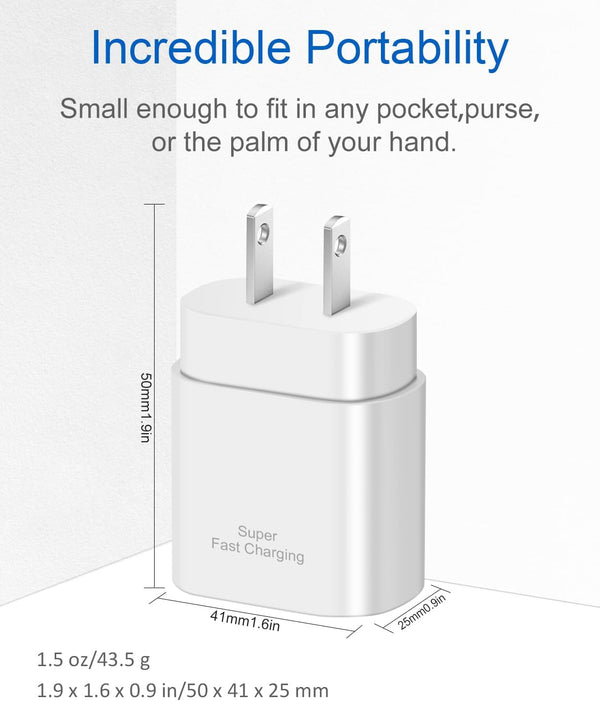 Type C Charger Fast Charging, Samsung 25W USB C Fast Wall Charger Block White