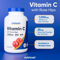 Nutricost Vitamin C with Rose HIPS 1025Mg, 240 Capsules - Vitamin C 1,000Mg, Rose HIPS 25Mg, Premium, Non-Gmo, Gluten Free Supplement