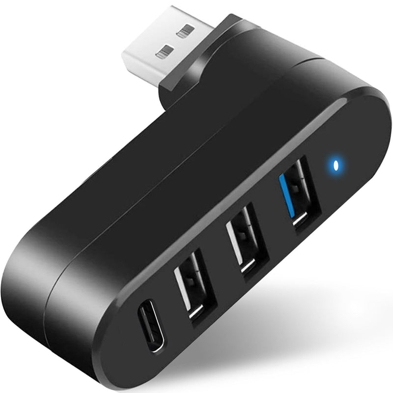 VIENON 4-Port USB 3.0 Hub [90ÃÂ°/180ÃÂ° Degree Rotatable], USB Splitter with 3 USB-A Ports & 1 USB C Power/Data Port, USB Extender for Laptop, Car,