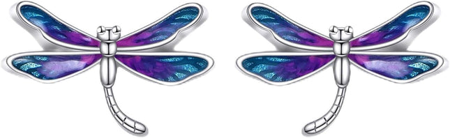 LUHE Owl/Dragonfly/Bee Stud Earrings Sterling Silver Cute Animal Earrings with G