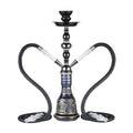 20" Hookah set - 2 Hose Premium Shisha Hookah Kit with Glass Vase, Ceramic Bowl and Coal Tongs Ashtray for Better Shisha Narguile Smoking (Black)