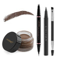 LAVONE Eyebrow Pencil Makeup Kit Waterproof 2-IN-1 Microblading Pen/Pomade Eyeliner and Dual-ended Brush, Brow Pencil Kit for Natural Eyebrows,