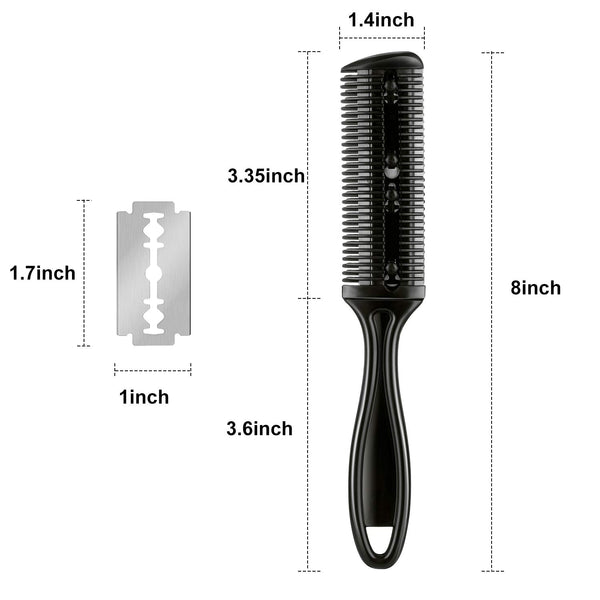 Maitys 3 Pcs Haircut Razor Comb Hair Cutting Comb with 12 Replacement Blades Double Edge Shaper for Salon & Home Styling Split Ends Trimmer Styler