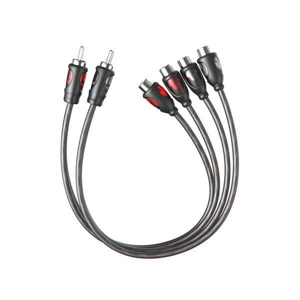1ft RCA 1 Male to 2 Female Audio Speaker Y Adapter Splitter Cable (2 Pack) | 2 Pack 2F1M