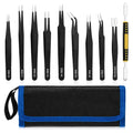 UUBAAR 10 PCS Precision Tweezers Set, Stainless Steel ESD Anti-Static Tweezers Kit for Electronics Soldering, Jewelry-Making, Laboratory & Crafts
