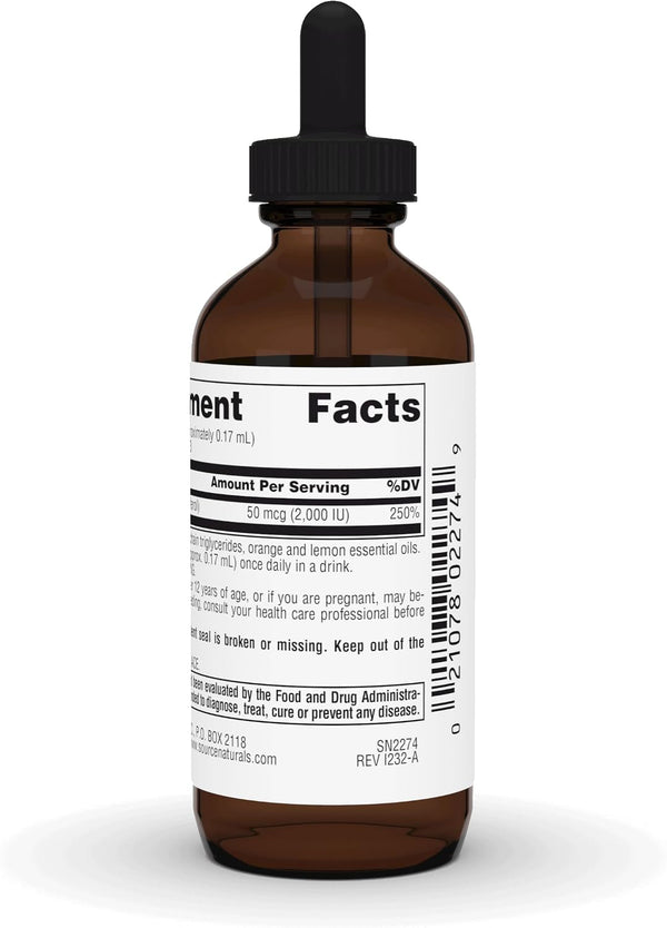 Source Naturals, Vitamin D-3 Liquid Drops 2000 IU - 1 Fluid oz. 1 Fl Oz (Pack of 1)