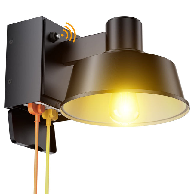 Porch Lights with Outlet, Dusk to Dawn Outdoor Light with Built-In GFCI Outlet, 
