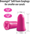 Mack's Dreamgirl Soft Foam Earplugs, 50 Pair, Pink - 30dB NRR, 33dB SNR - Small Ear Plugs for Sleeping, Snoring, Studying, Loud Events, Traveling