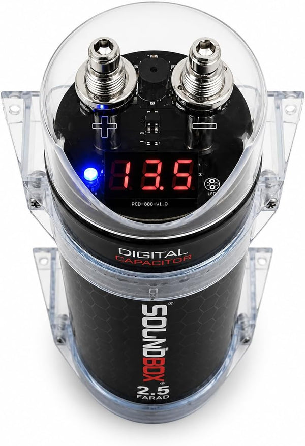 Soundbox SCAP2D, 2.5 Farad Digital Capacitor for Car Audio - 2500 Watts