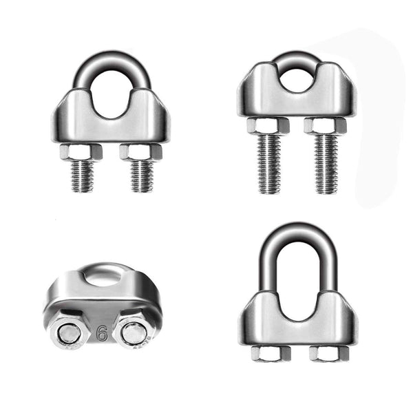 1/4 Inch 6mm Wire Rope Clamps Clip 304 Stainless Steel Cable Clip Fastener 12 Pcs 1/4 Inch (12 Count)
