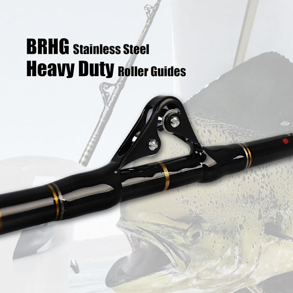 Fiblink 1-Piece Saltwater Offshore Trolling Rod 6-Feet Big Game Rod Conventional Boat Fishing Pole 6' - 1pc - 50-80lbs Straight