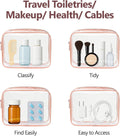 PACKISM TSA Approved Toiletry Bag - Clear Makeup Bag for Travel, Rose Pink Active Rose Pink Medium Set