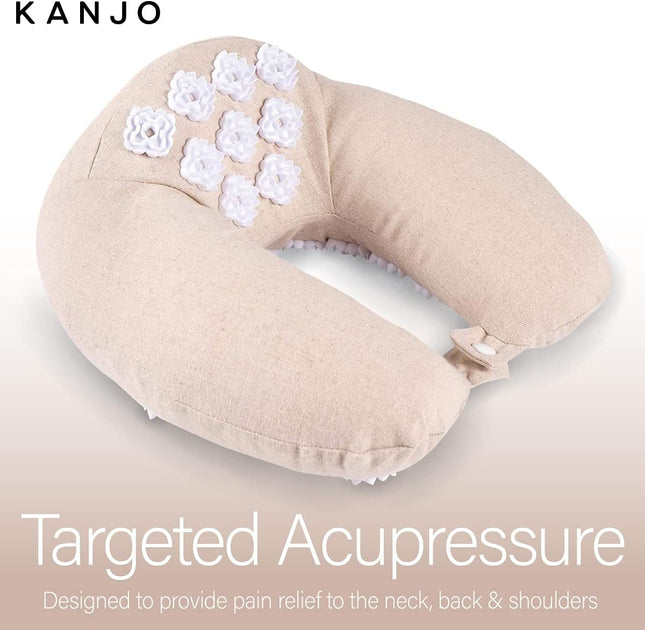 Kanjo Memory Foam Acupressure Neck Pillow - High Density Memory Foam Core - Trav