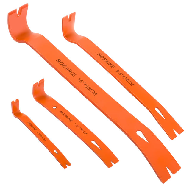 4-Pack Flat Pry Bar Set 5.5"/7.5"/9.5"/15" Crowbar with Nail Puller,Utility Heavy Duty Claw Bar,Mini Pry Bar High-Carbon