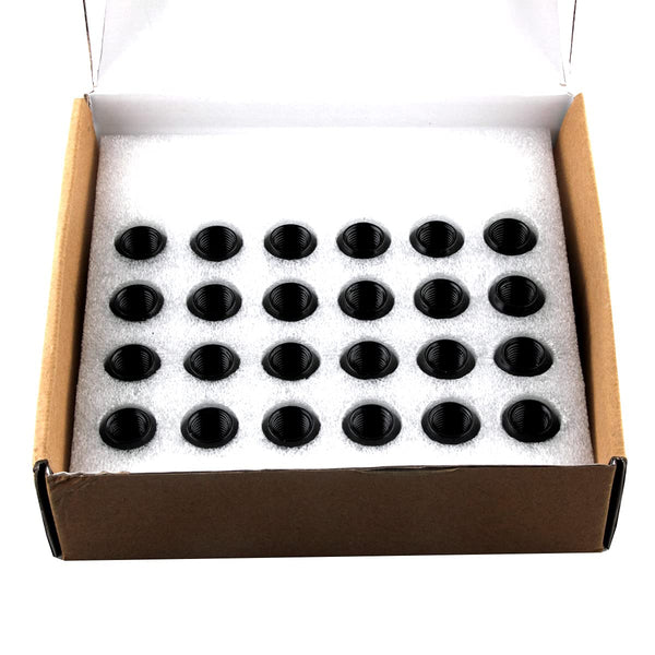 24pc Black M14x1.5 Wheel Lug Nuts, 1.8" Tall, Cone Seat, 19mm Hex | 14x1.5 Extended Lugnuts, Compatible with Chevy-GMC 6 Lug Aftermarket Wheels