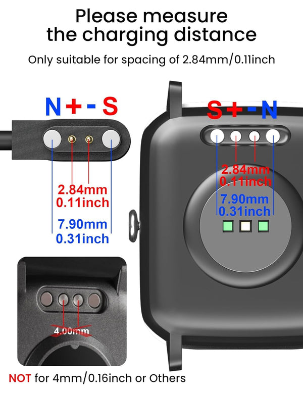 2-Pack 3.3-Feet Smart Watch Charger for Letsfit Willful YAMAY VeryFitPro 3-Ft 2pcs