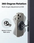 APPS2Car Gym Magnetic Phone Holder, Aluminum Alloy Base & Ball Joint, Black | 360° Adjustable Dual Magnet Phone Mount for MagSafe, Attach to Metal