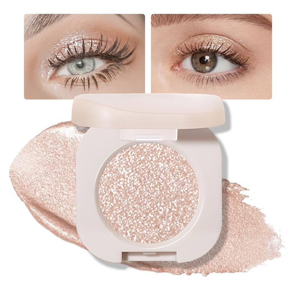 Glitter Shimmer Sparkle Eyeshadow Palette Makeup for Green Blue Eyes, Pearl White Silver Glitter Shimmer Metallic Holographic Multichrome Cream