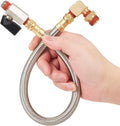 Extended Tank Drain Valve Assembly Kit Flexible Braided Steel Tube 15 Inch 1/4 Inch NPT Pipe Fitting for Air Compressor