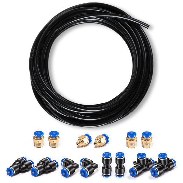Pneumatic Tubing Black PU Air hose Pipe Tube Kit 5/32 inch or 4mm OD 2.5mm ID 39.4ft/12 Meter for Air Line or Fluid Transfer 4mm OD / 2.5mm ID ×