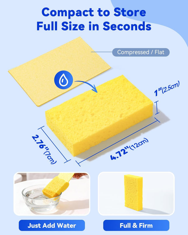 Temede 12-Count Cellulose Sponges, Non-Scratch Kitchen Sponges for Dish,Colorful