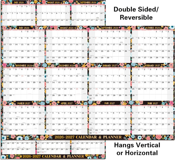 2025-2026 Dry Erase Calendar - JUL.2025 - JUN.2026, 2025-2026 Yearly Wall Calendar, 34.6" X 22.9", Dry Erase Wall Calendar with Thick Paper,