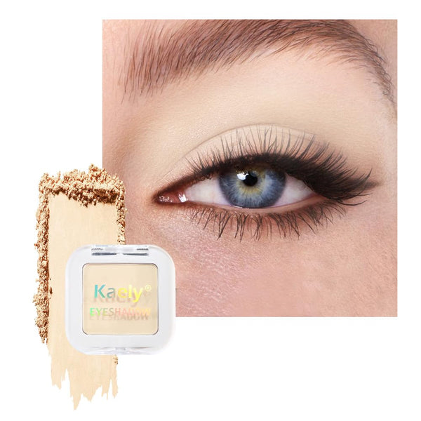 Kaely Pressed Single Eyeshadow Makeup, Vanilla Nude Beige Matte Highly Pigmented Monochrome Eye Shadow Palette, Waterproof Neutral Powde Mini