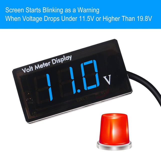 2Pcs DC 12V Car Digital Voltmeter Gauge LED Display DC 5-28V Voltage Mete Waterproof Voltage Display Voltmeter Gauge Met