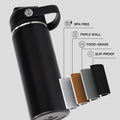 24Oz Insulated Stainless Steel Water Bottle, Wide Mouth Double Wall Vacuum, Silicone Straw, Sweat & Leak Proof, BPA Free Insulated Water Flask for