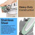 GORILLA GRIP Heavy Duty Stainless Steel Smooth Edge Manual Can Opener and Bottle Openers, Soft Comfortable Handle, Oversized Handheld Turn Knob,