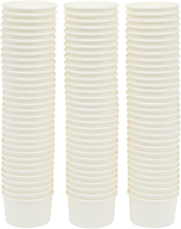 Juvale Ice Cream Cups - 8 oz, White, 100 Count - Disposable Paper Dessert & Sundae Cups & Ice Cream Bowls for Sundae Bar 100 Count (Pack of 1)