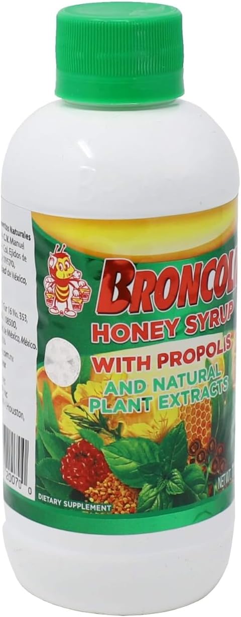 Broncolin Honey Syrup with Propolis, Syrup with Natural Plant Extracts to Refresh Your Throat, Natural Ingredients, Elderberry, Eucalyptus,
