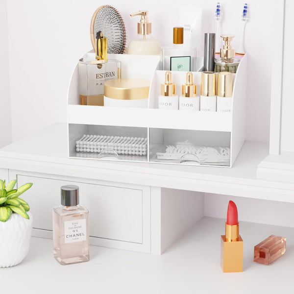 Makeup Organizer with Drawers, Cosmetic Storage for Dresser Vanity and Bathroom Countertop, Beauty Holder for Lipstick Brush, Skincare Organizer