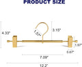 Amber Home 10 Pack Matte Gold Aluminum Pants Hangers, 12.2” Extra Smooth Metal Skirt Hangers with 2 Adjustable Non-Slip Clips, Light & Sturdy