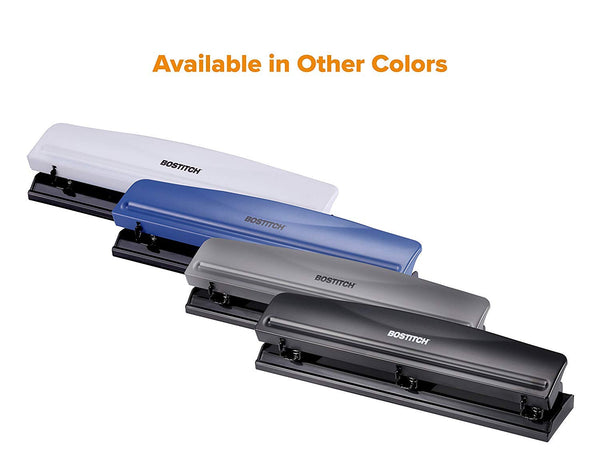 Bostitch Office 3 Hole Punch, Durable Metal, Rubber Base, 12 Sheets, Black 12 Sheet Black