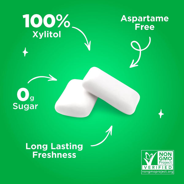 PUR Gum, Spearmint, Xylitol Gum, No Artificial Flavor, 165 Count (3x55) Spearmint 55 Count (Pack of 3)