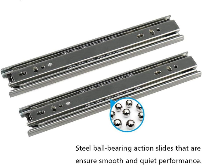 URBEST Drawer Slides 9 Inch Full Extension 3 Sections Ball Bearing Telescopic Slide Rails (9Inch)