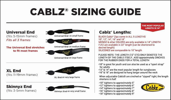 Cablz Original Eyewear Retainer | Stainless Cable Eyewear Retainer Strap 14-inch Black