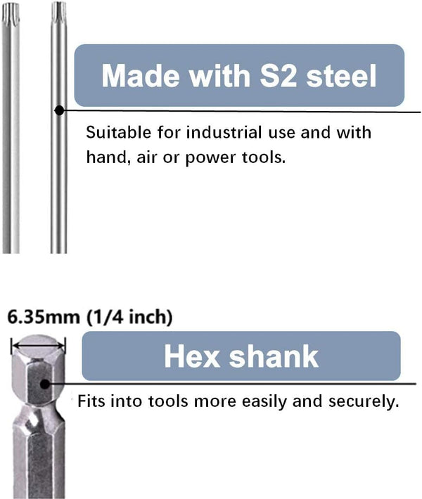 aiyun 11Piece Star Screwdriver Bit Set Shark Vacuum Security (75mm Length) 75mm Length (T6-T40)