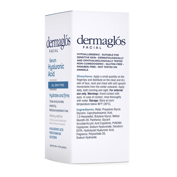 Dermaglos Hyaluronic Acid Serum for Face with Pro Vitamin B5 and Glycerin, Hydrates, Firms, Tones, and Reduces Expression Lines, Suitable for