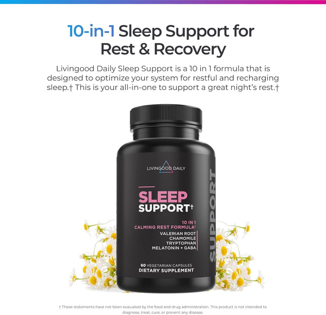 Livingood Daily Sleep Support, 5Mg Melatonin (60 Vegetarian Capsules) - Natural 
