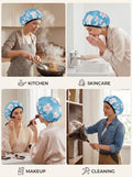 Aquior Shower Cap,Extra Large Triple Layer Bathing Cap with Dry Hair Function for Women Microfiber Terry Cloth Silky Satin 100% Waterproof