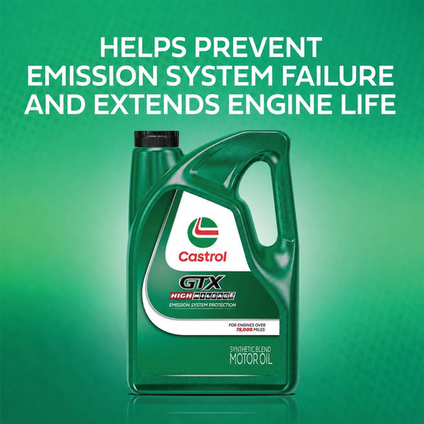 Castrol GTX High Mileage 20W-50 Synthetic Blend Motor Oil, 5 Quarts