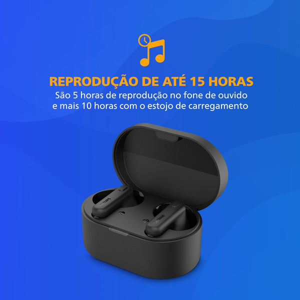 PHILIPS TAT1108 Wireless Earbuds,True Wireless Headphones,Powerful Bass with 6 Mm Driver,Clear Call with AI Mic,15-Hour Battery Life,Bluetooth