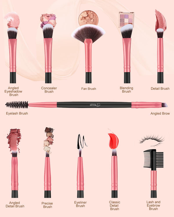 BESTOPE PRO Makeup Brushes 16 Pcs Makeup Brush Set, Blending Brush for Foundation, Premium Synthetic Powder Concealers Makeup Brushes for Eyes and