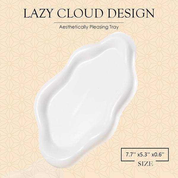 CCINPPY Ceramic Jewelry Tray Trinket Dish, Decorative Cloud Vanity Key Tray for Women, Ring Holder Dish, Cute Jewelry Plate Bowl Room Decor