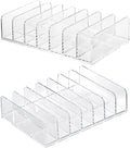 Hipiwe Clear CD Holder - 7 Slot CD Storage Box CD DVD Display Rack Tray Holds up to 14 Standard CD Cases, Tabletop Plastic File Divider for paper
