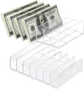 Hipiwe Clear CD Holder - 7 Slot CD Storage Box CD DVD Display Rack Tray Holds up to 14 Standard CD Cases, Tabletop Plastic File Divider for paper